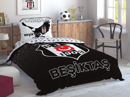 Taç Lisanslı Beşiktaş Marşlı Logo Tek Kişilik Nevresim Takımı resmi