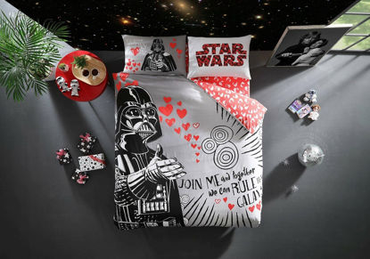 Taç Lisanslı Star Wars Valentine's Day Çift Kişilik Nevresim Takımı resmi