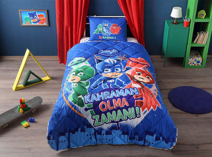 Taç Lisanslı Pj Masks Tek Kişilik Yorgan Seti resmi