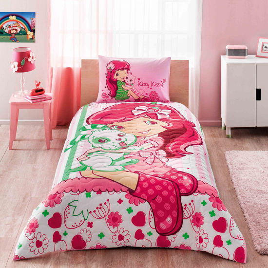 Taç Lisanslı Strawberry Shortcake Tek Kişilik Kapitoneli Nevresim Takımı resmi