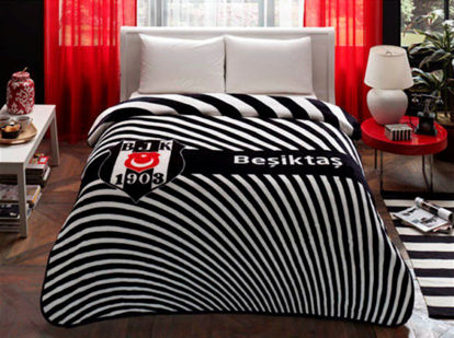 Taç Lisanslı Beşiktaş Stripe Çift Kişilik Battaniye 220X240 resmi