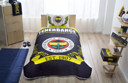 Taç Lisanslı Fenerbahçe Logo Tek Kişilik Yatak Örtüsü resmi