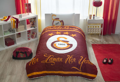 Taç Lisanslı Galatasaray Logo Tek Kişilik Yatak Örtüsü resmi